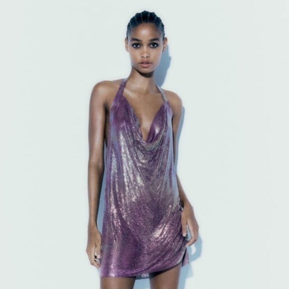 Zara shiny halter dress